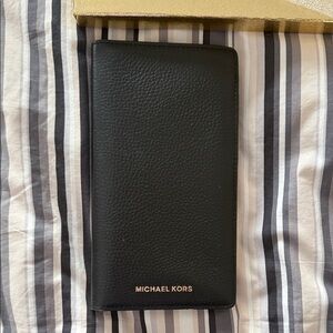Michael Kors Black Pebbled Leather Travel Folio